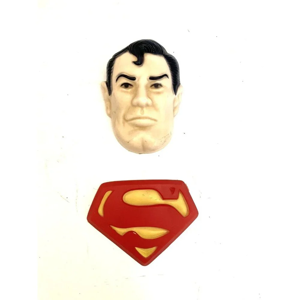 Vintage 1977 Wilton DC Comics Superman Face Plastic Cake Toppers S Symbol Duo